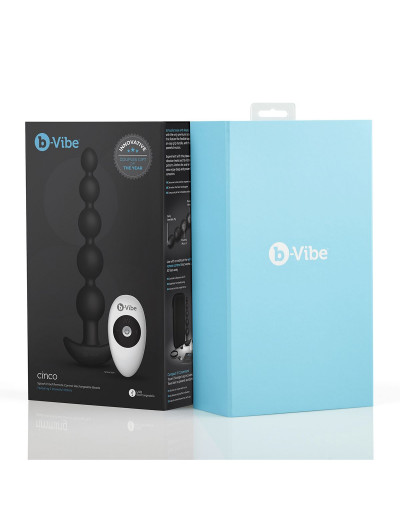 Черные анальные бусы с 3 моторами B-Vibe Cinco Anal Beads - 20,5 см.