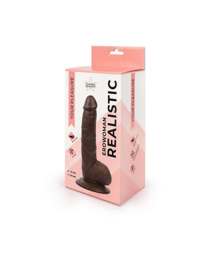 Реалистичный фаллоимитатор коричневого цвета Erowoman - 20 см.