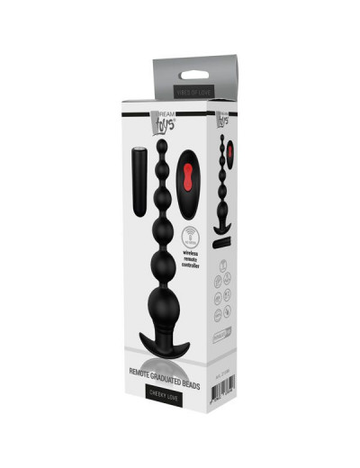 Черный анальный вибромассажер REMOTE GRADUATING BEADS - 20,7 см.