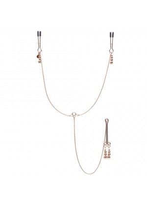 Золотистые зажимы для сосков и клитора All Sensation Nipple and Clitoral Chain