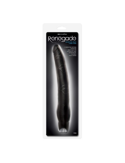 Длинный чёрный вибратор Monster Meat Long Vibe - 30,5 см.