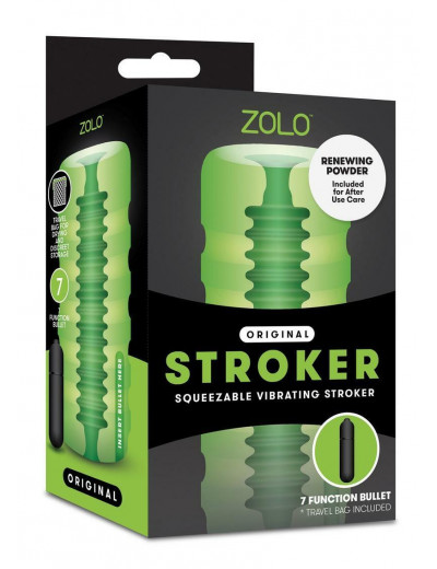 Зеленый мастурбатор с вибрацией Zolo Original Squeezable Vibrating Stroker