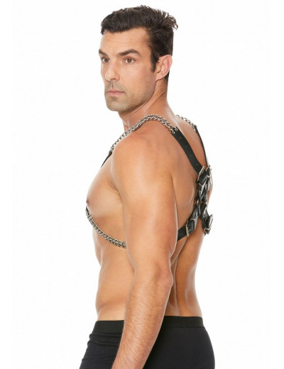 Черная мужская портупея Chain And Chain Harness