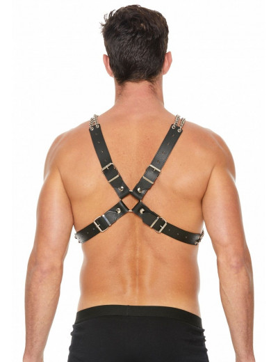 Черная мужская портупея Chain And Chain Harness