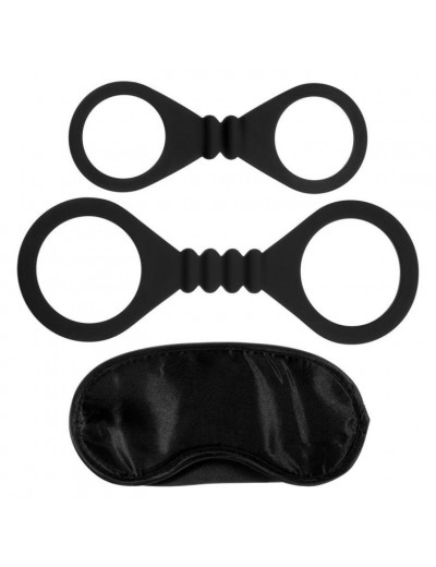 Черный набор для бондажа Bound To Please Blindfold Wrist And Ankle Cuffs