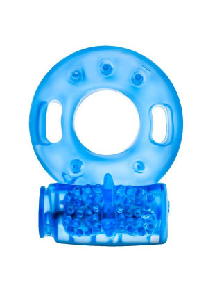 Голубое эрекционное виброкольцо Reusable Cock Ring