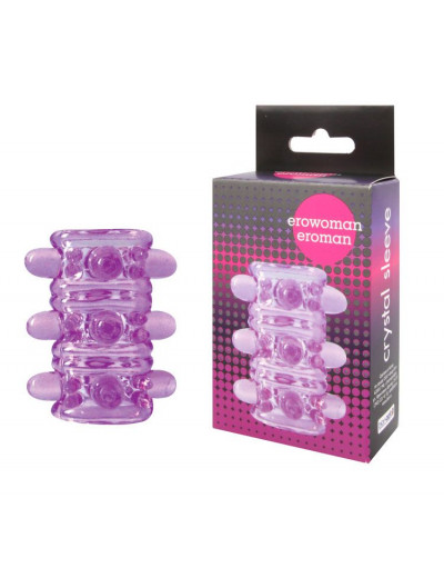 Открытая фиолетовая насадка на пенис Crystal Sleeve - 5,5 см.