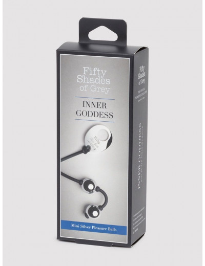 Серебристые шарики Inner Goddess Mini Silver Pleasure Balls 85g на черном силиконовом шнурке
