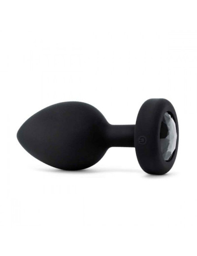 Черная вибропробка Vibrating Jewel Plug XXL - 12 см.