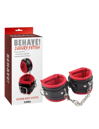 Черно-красные кожаные оковы Super Soft Ankle Cuffs