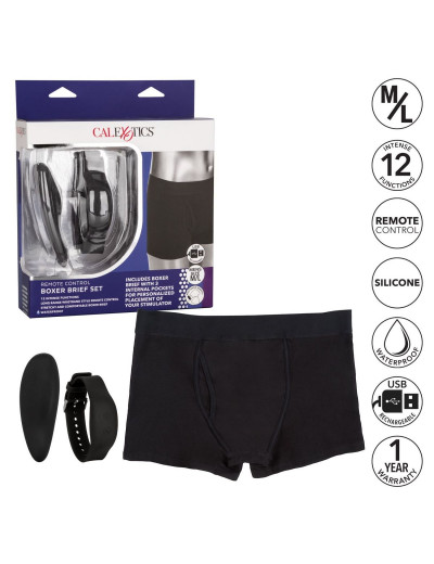 Черные трусы-боксеры с вибромассажером Remote Control Panty Set M/L