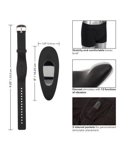 Черные трусы-боксеры с вибромассажером Remote Control Panty Set M/L