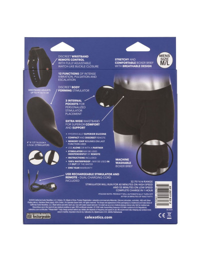 Черные трусы-боксеры с вибромассажером Remote Control Panty Set M/L