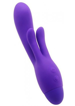 Фиолетовый вибратор INDULGENCE Frolic Bunny - 18,5 см.