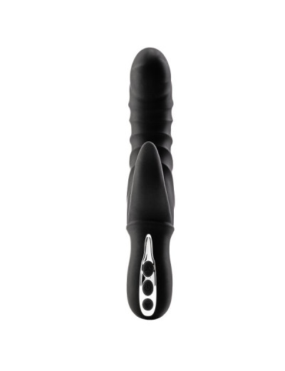 Черный вибратор-кролик с ребрышками Triton - 23 см.