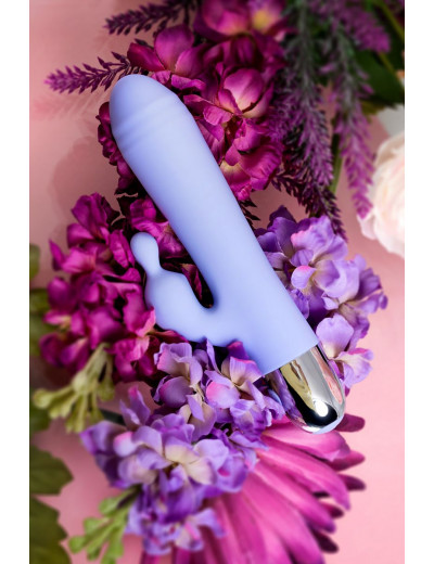 Сиреневый вибратор с клиторальной стимуляцией Crocus - 17,5 см.