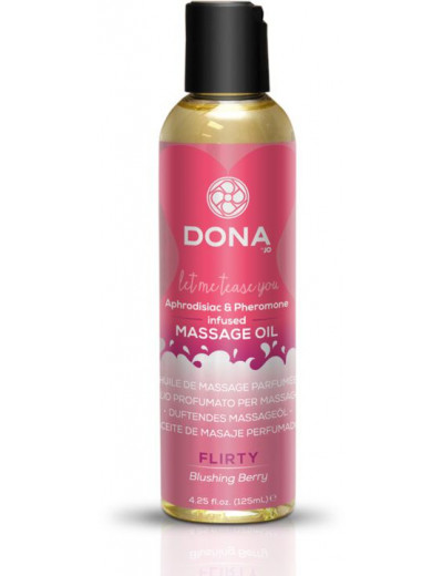 Массажное масло с феромонами DONA Flirty Blushing Berry - 125 мл.