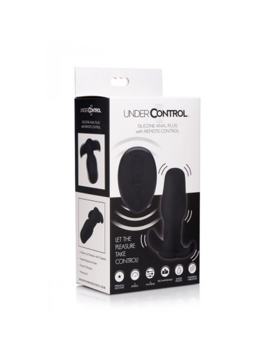 Черная анальная вибровтулка Anal Plug with Remote Control - 8 см.