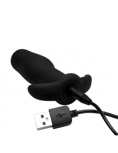 Черная анальная вибровтулка Anal Plug with Remote Control - 8 см.