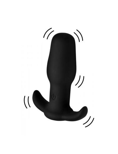 Черная анальная вибровтулка Anal Plug with Remote Control - 8 см.
