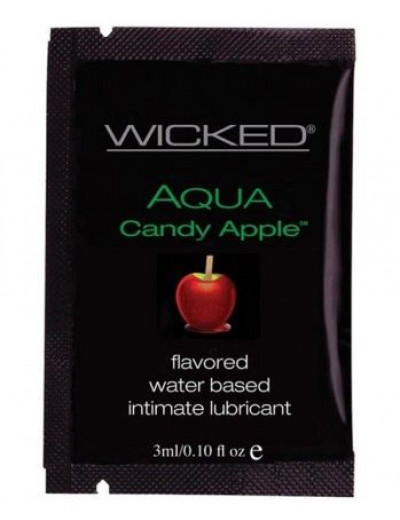 Лубрикант с ароматом сахарного яблока Wicked Aqua Candy Apple - 3 мл.