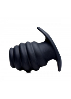 Средняя черная анальная пробка Hive Ass Tunnel Silicone Ribbed Hollow Anal Plug Medium - 8,13 см.