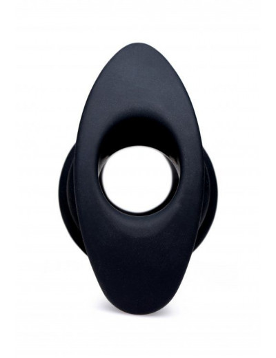 Средняя черная анальная пробка Hive Ass Tunnel Silicone Ribbed Hollow Anal Plug Medium - 8,13 см.
