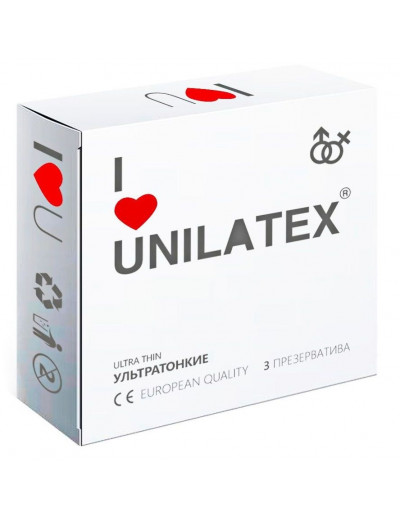 Ультратонкие презервативы Unilatex Ultra Thin - 3 шт.