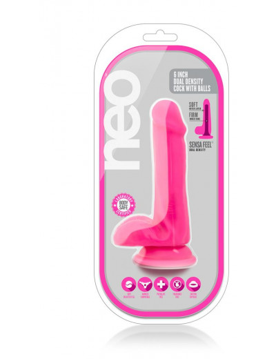Розовый реалистичный фаллоимитатор на присоске NEO 6INCH DUAL DENSITY COCK - 15,2 см.