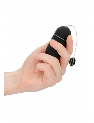 Черное гладкое виброяйцо Vibrating Egg - 8 см.