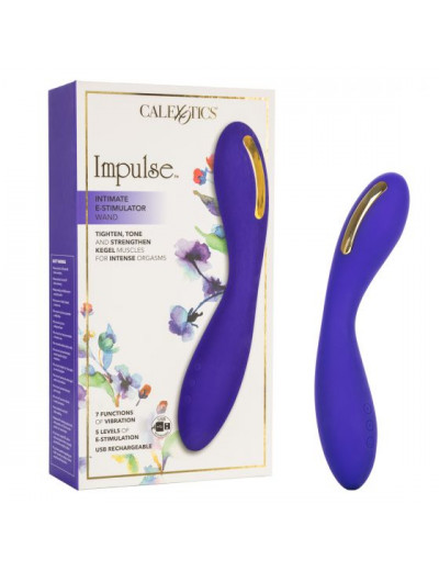 Фиолетовый вибратор с электростимуляцией Intimate E-Stimulator Wand - 21,5 см.