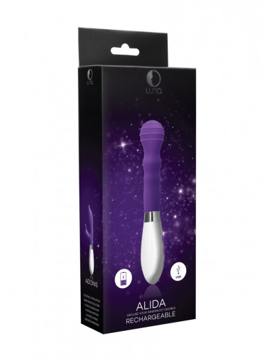 Фиолетовый вибромассажер Alida - 21 см.