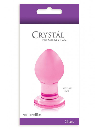 Малая розовая стеклянная анальная пробка Crystal Small - 6,2 см.