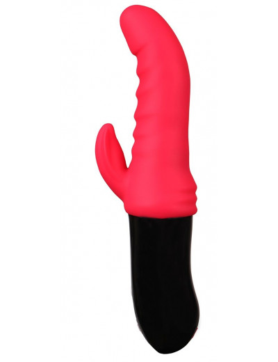 Красный вибростимулятор-кролик Ribbed Punch - 23,7 см.