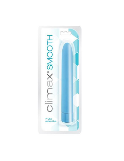Голубой вибромассажер Climax Smooth 7  Vibe - 17,8 см.