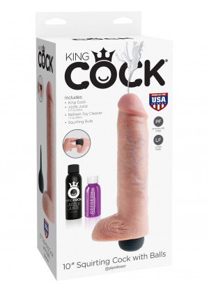 Фаллоимитатор King Cock 10  Squirting Cock с эффектом эякуляции - 25,4 см.