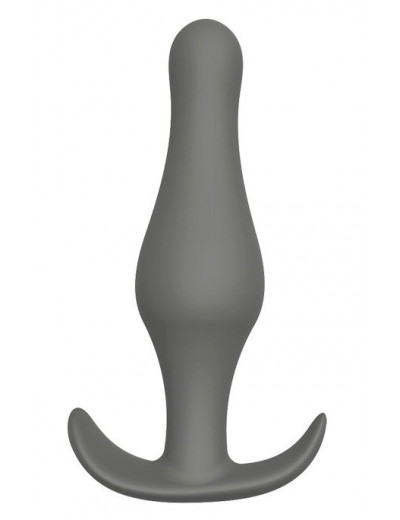 Серый удлиненный анальный стимулятор PLUG WITH T-HANDLE - 12,7 см.