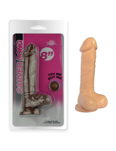 Телесный фаллоимитатор 8 Inch Carved DIldo - 22 см.