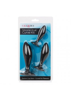 Набор из трех черных анальных пробок Silicone Anal Curve Kit