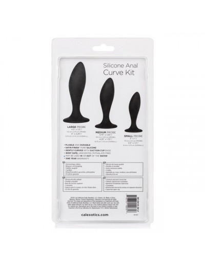 Набор из трех черных анальных пробок Silicone Anal Curve Kit