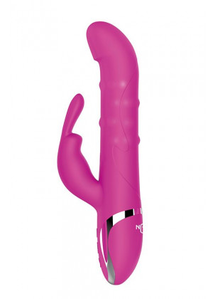 Розовый вибратор-кролик N 40 RECHARGEABLE DUO VIBRATOR - 24 см.