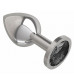 Серебристая средняя пробка с чёрным кристаллом - 8,5 см.