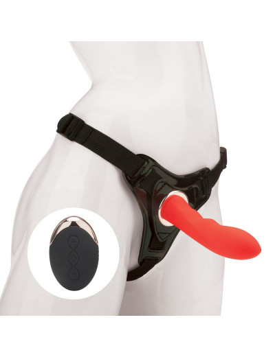 Красный вибрострапон Vander Wireless Silicone Dong - 14 см.