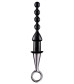 Чёрный анальный плаг-елочка ANAL BEAD WITH PLATED HANDLE