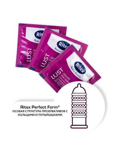 Рифленые презервативы RITEX LUST с пупырышками - 8 шт.