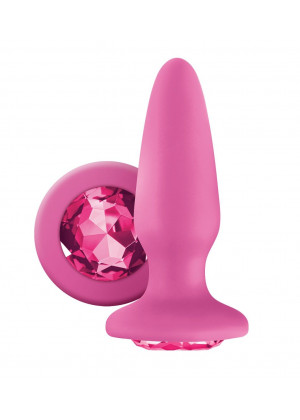Розовая анальная пробка с розовым кристаллом Glams Pink Gem - 10,4 см.