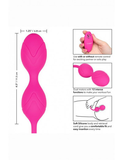 Розовые вагинальные шарики с ДУ и функцией памяти Remote Dual Motor Kegel System