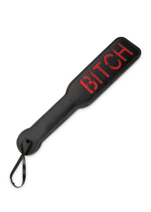 Черная шлёпалка с надписью Bitch - 31,5 см.