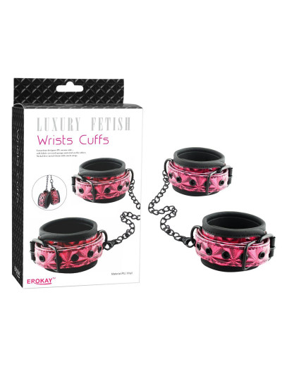 Красно-чёрные кожаные наручники Wrists Cuffs с геометрическим узором