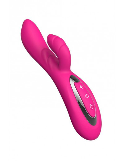 Розовый вибратор Nalone Touch2 с клиторальным стимулятором - 21,8 см.